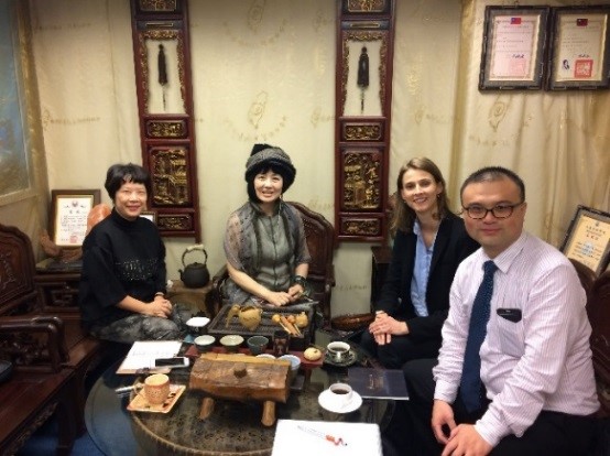 Mrs Julia Perng (Aibususo), Miss Wang Yue Yan (TCJDA general manager), Emilie Balsamo (Gravotech), Cary Chao (QingTeng).